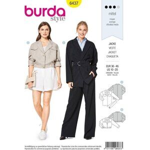 Burda Sewing Pattern 6437 Shirt Blouse Blazer Misses Size 10-20